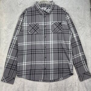 Distorted People Check Flannel Longsleeve Shirt Mens XXXL Grey Black Plaid